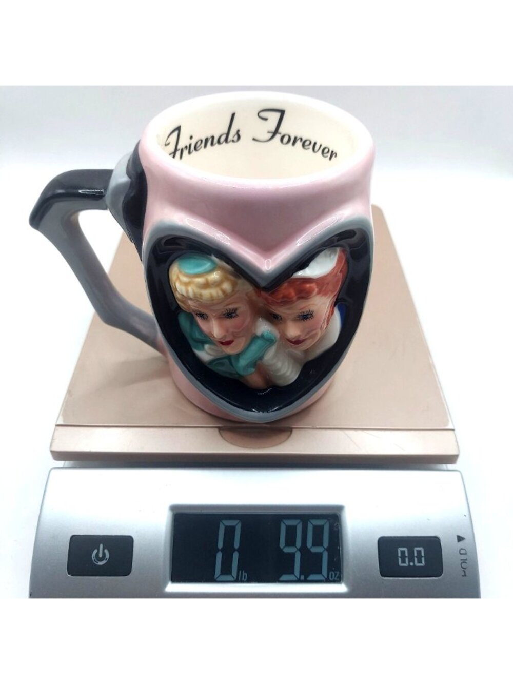 I Love Lucy Coffee Mug 3D Sculpted Ceramic Lucy & Ethel Friends Forever Vandor - Picture 10 of 10